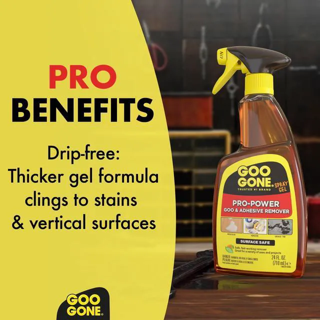 Alt view image 3 of 6 - Goo Gone Pro-Power Heavy Duty Tape, Adhesive & Grease Remover Spray Gel, Orange Citrus Scent, 24oz, 1count