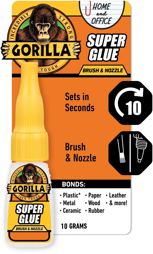 Main image of Gorilla Glue Clear Super Glue Brush and Nozzle Bottle, 10g