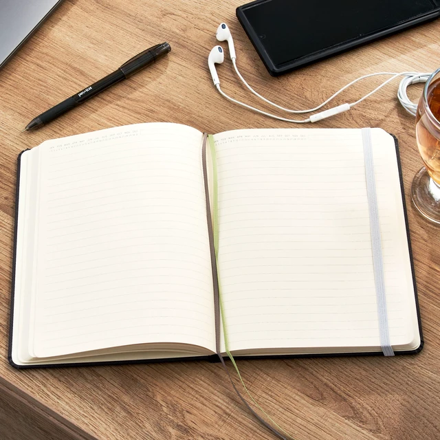 Alt view image 4 of 6 - Pen+Gear Journal, Black Fabric Cover with Elastic Band, 240 Ruled Pages
