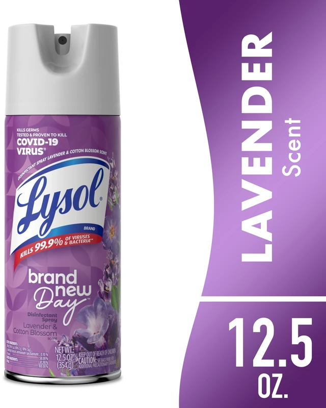 Main image of Lysol Disinfectant Spray, Sanitizing & Antibacterial Bathroom Deodorizer, Lavender & Cotton Blossom, 12.5oz