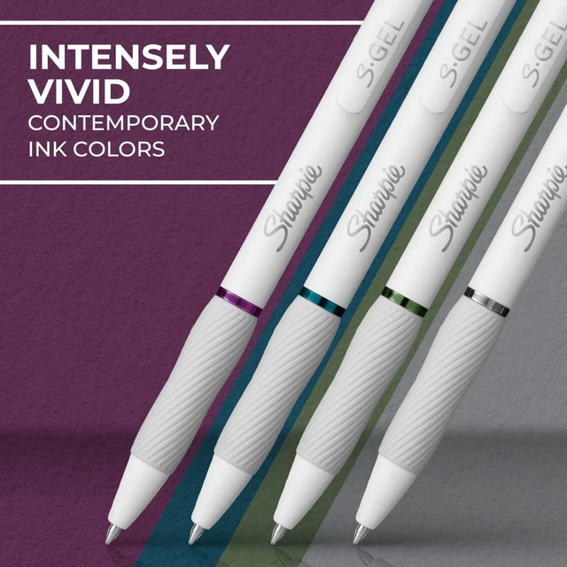 Alt view image 3 of 5 - Sharpie S-Gel Pens, Medium Point (0.7mm), Pearl White Body, Rich Dark Color Assortment, 4 Count