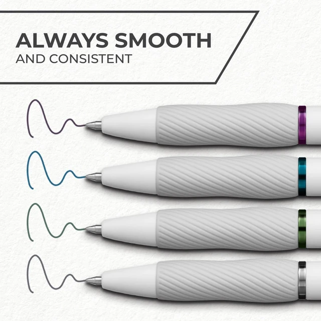 Alt view image 5 of 5 - Sharpie S-Gel Pens, Medium Point (0.7mm), Pearl White Body, Rich Dark Color Assortment, 4 Count