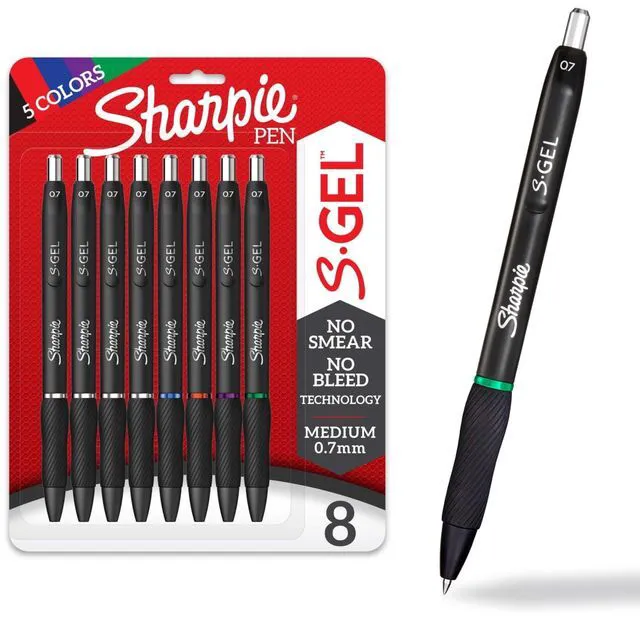 Main image of Sharpie S-Gel Gel Pens Medium Point 0.7mm Assorted 8 Count