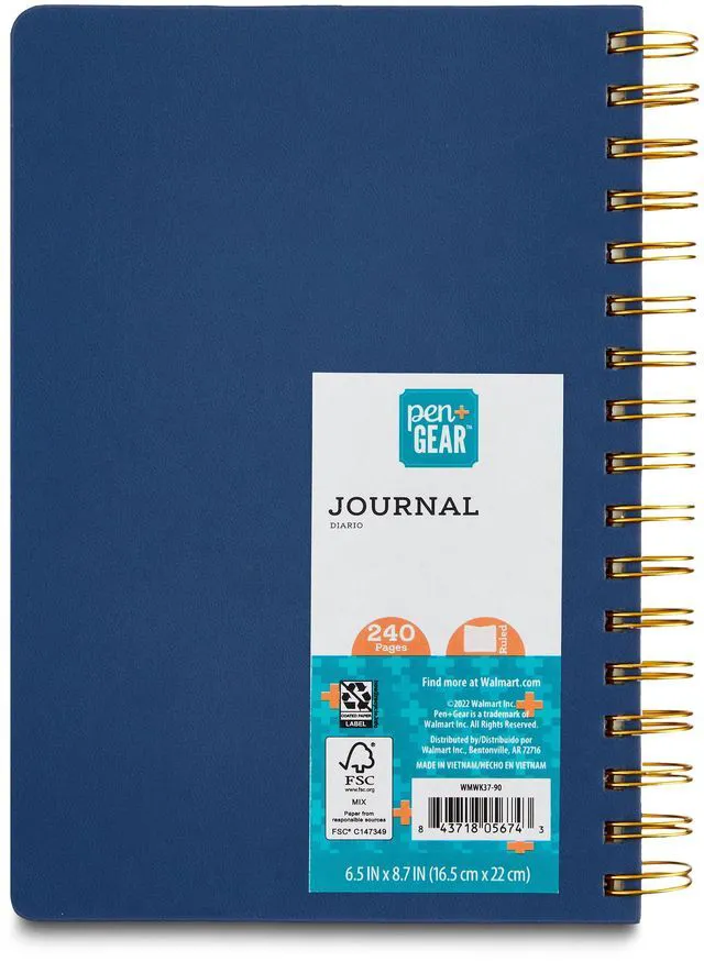 Alt view image 4 of 5 - Pen+Gear Navy PU Hardcover Spiral Journal, 240 Ruled Pages, 6.5in x 8.7in