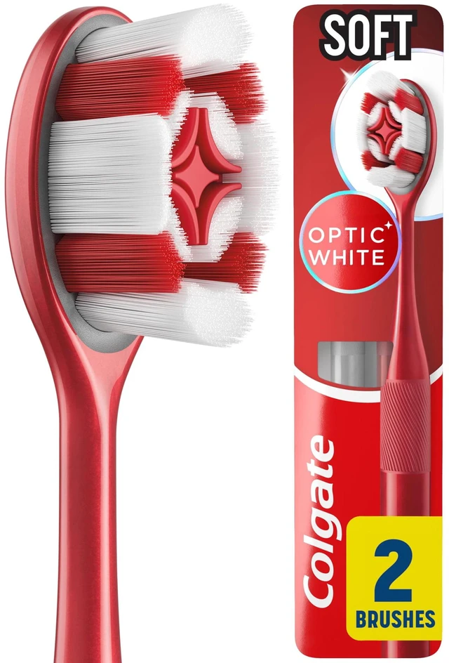 Main image of Colgate Optic White Soft Toothbrush 2 Pack for Adults
