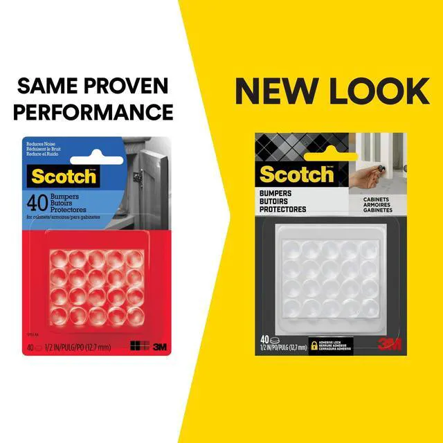 Alt view image 4 of 6 - Scotch Adhesive Bumper Pads, Clear, Rubber Cabinet Door Stoppers, Self-Stick, 1/2-Inch, 40-Pack
