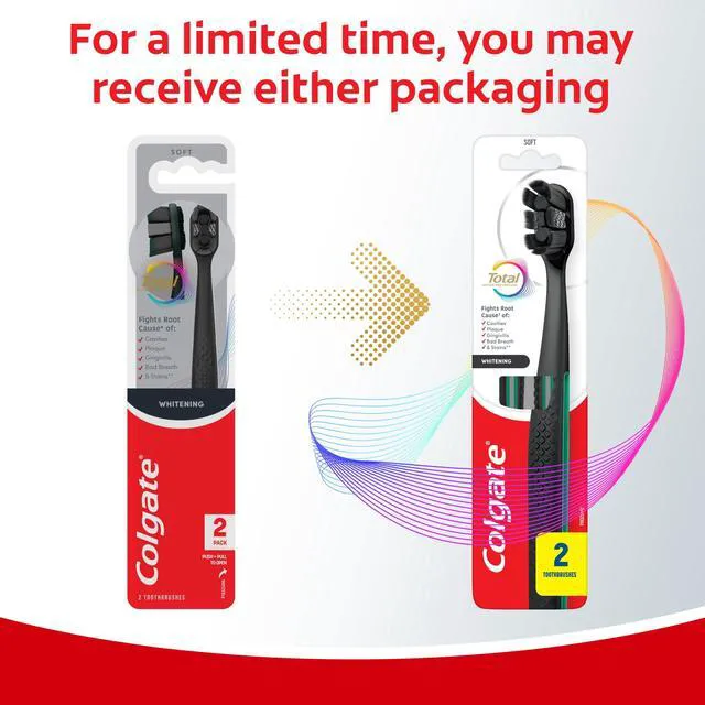 Alt view image 2 of 5 - Colgate Total Active Prevention Soft Whitening Toothbrush, 2 Pack, Black