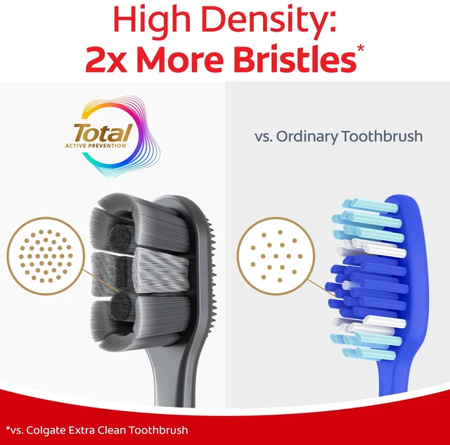 Alt view image 3 of 5 - Colgate Total Active Prevention Soft Whitening Toothbrush, 2 Pack, Black