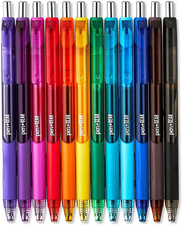 Alt view image 6 of 6 - Pen+Gear Retractable Gel Pens, Medium Point 0.7mm, Assorted Ink, 12 Count