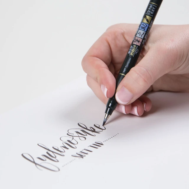 Alt view image 4 of 5 - Tombow Fudenosuke Brush Pens, Hard and Soft Tip, Black, 2 Pack