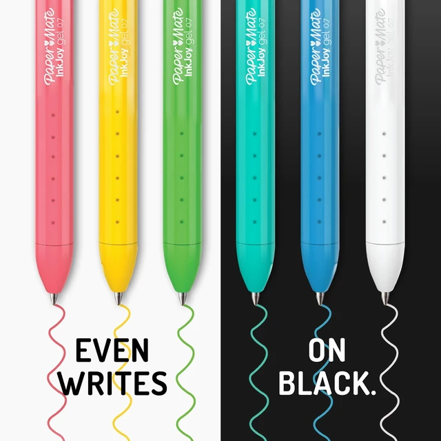 Alt view image 4 of 5 - Paper Mate InkJoy Bright Gel Pens, Medium Point 0.7mm, Retractable, Assorted Brighter Colors, 6 Count