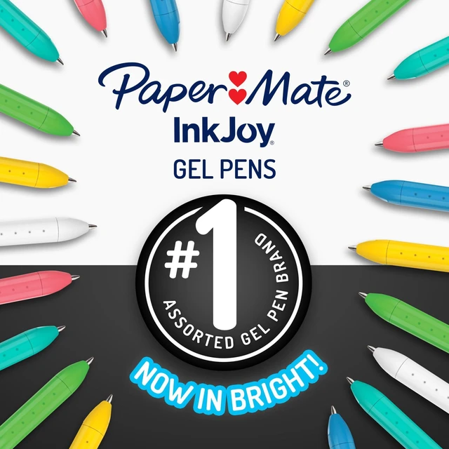 Alt view image 2 of 5 - Paper Mate InkJoy Bright Gel Pens, Medium Point 0.7mm, Retractable, Assorted Brighter Colors, 6 Count