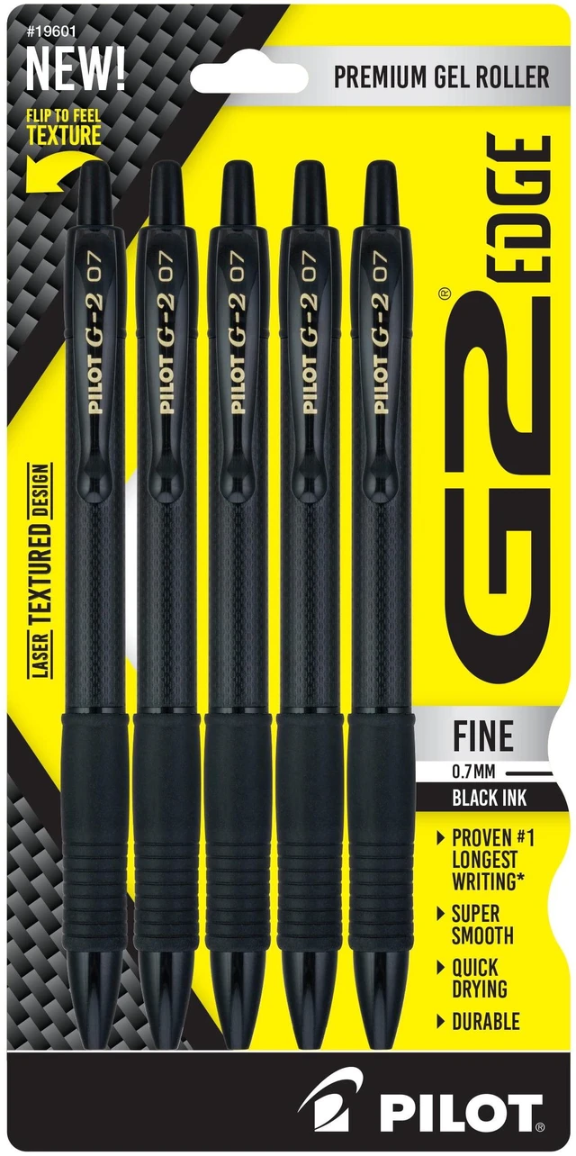 Main image of Pilot G2 Edge Premium Gel Pens, 0.7mm Fine Point, Black Ink, Retractable, 5 Count