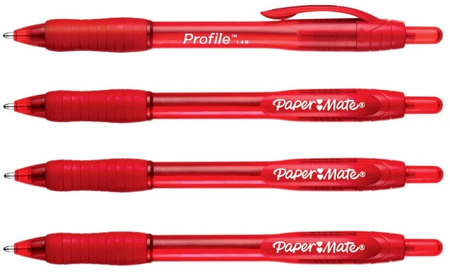 Alt view image 2 of 6 - Paper Mate Profile Retractable Ballpoint Pens, Bold Point (1.4mm), Red, 4 Count