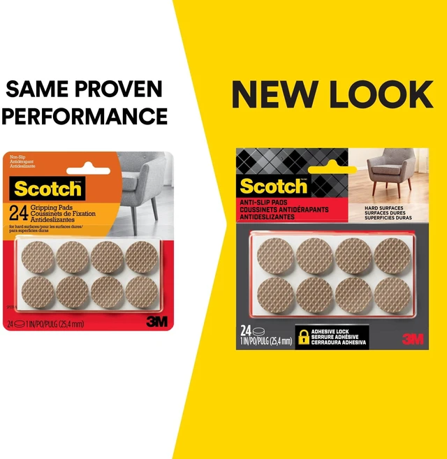 Alt view image 5 of 6 - Scotch Furniture Pads, 1 in., 24 Circle Grippers, Brown, No Slip Floor Protection