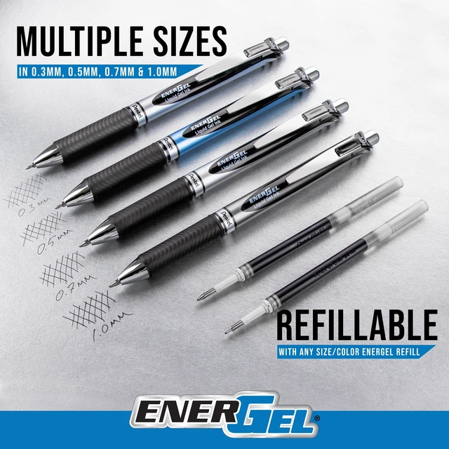 Alt view image 5 of 5 - Pentel EnerGel RTX 0.5mm Fine Point Liquid Ink Gel Pens, Black and Blue, Pack of 5