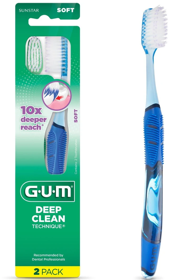 Main image of GUM Deep Clean Technique Full Head Toothbrush, Soft Ultra Fine Tapered Bristles, 2 Count