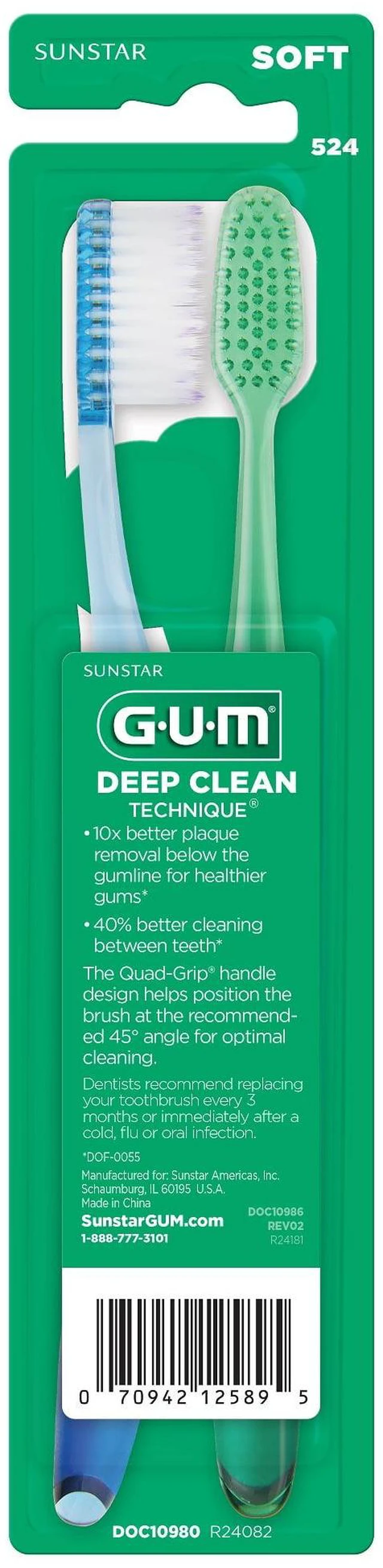 Alt view image 2 of 5 - GUM Deep Clean Technique Full Head Toothbrush, Soft Ultra Fine Tapered Bristles, 2 Count