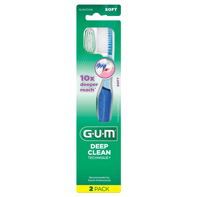 Alt view image 3 of 5 - GUM Deep Clean Technique Full Head Toothbrush, Soft Ultra Fine Tapered Bristles, 2 Count