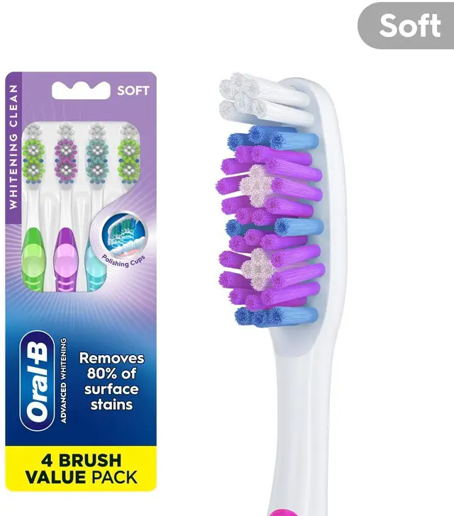 Main image of Oral-B Advanced Whitening Manual Toothbrush, Soft, 4 Count