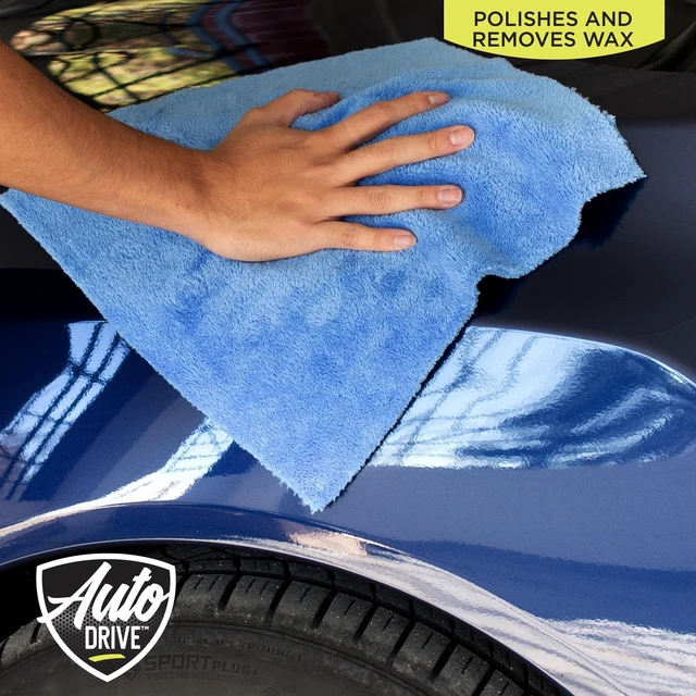 Alt view image 3 of 7 - Auto Drive Coral Fleece Microfiber Towel 24 Pack, Multi-Purpose Cleaning and Detailing, Blue & Yellow