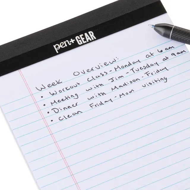 Alt view image 5 of 6 - Pen+Gear Junior Legal Pads, Narrow Ruled, Heavyweight, 5"x8", White Paper, 50 Sheets Each, 100 Pages, 6 Pack