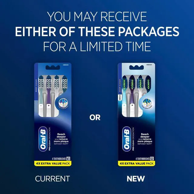 Alt view image 5 of 6 - Oral-B Pro Clean Cross Action Toothbrush, Medium, Deep Plaque Removal, 4 Count