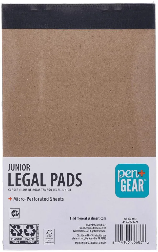 Alt view image 6 of 7 - Pen+Gear Junior Legal Pads, 5" x 8", Wide Ruled, White Paper, 50 Sheets, 6 Pack