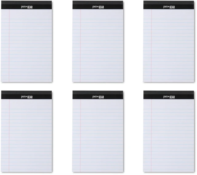 Alt view image 7 of 7 - Pen+Gear Junior Legal Pads, 5" x 8", Wide Ruled, White Paper, 50 Sheets, 6 Pack