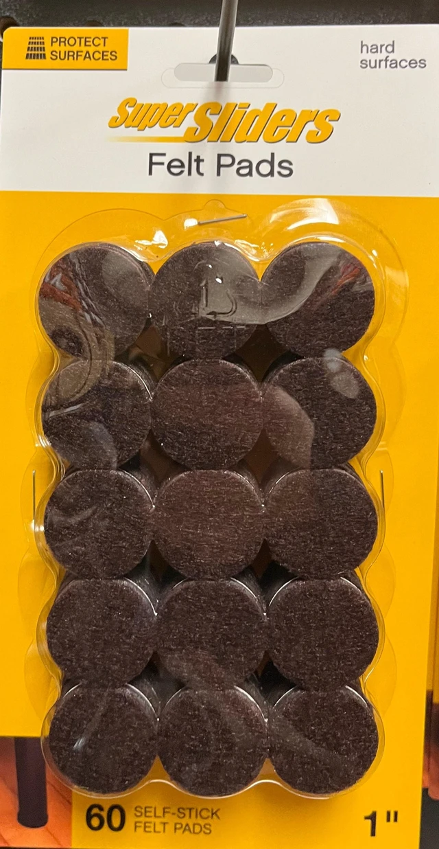 Alt view image 3 of 6 - Super Sliders 1-Inch Round Self-Stick Felt Furniture Pads for Hardwood, Brown, 60 Pack