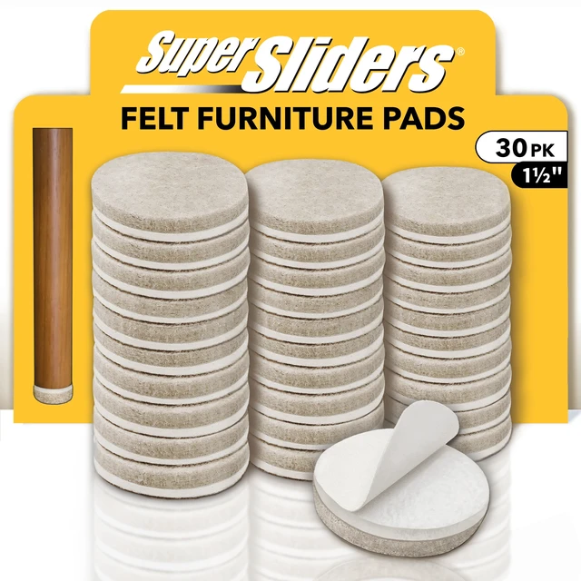 Main image of Super Sliders 1.5" Round Self Stick Felt Furniture Pad for Hardwood, Beige, 30 Pack