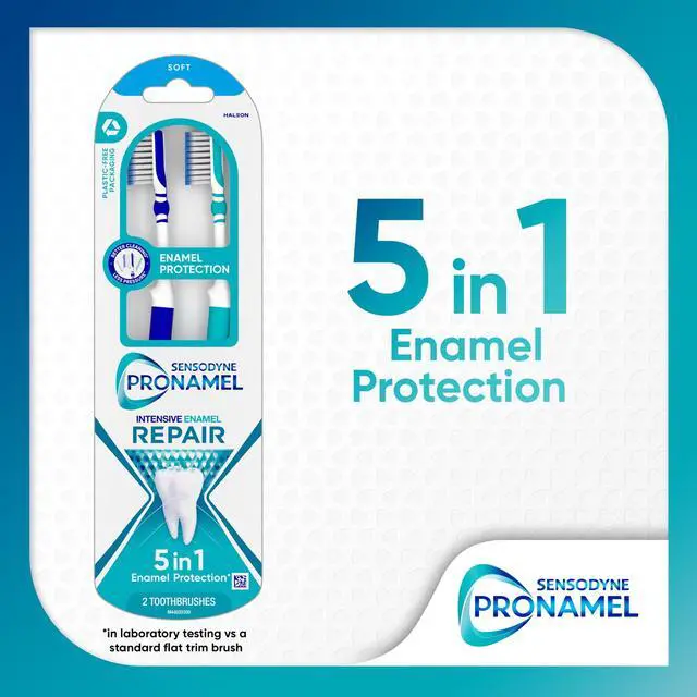Alt view image 3 of 5 - Sensodyne Pronamel Intensive Enamel Repair Soft Toothbrush, 2 Pack, for Adults