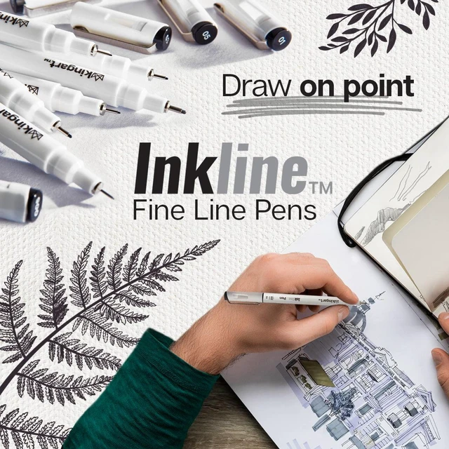 Alt view image 5 of 6 - KINGART Inkline/Graphic Fine Line Drawing Pens Set - 10 Assorted Sizes, Archival Black Ink, Art Illustration and Sketching