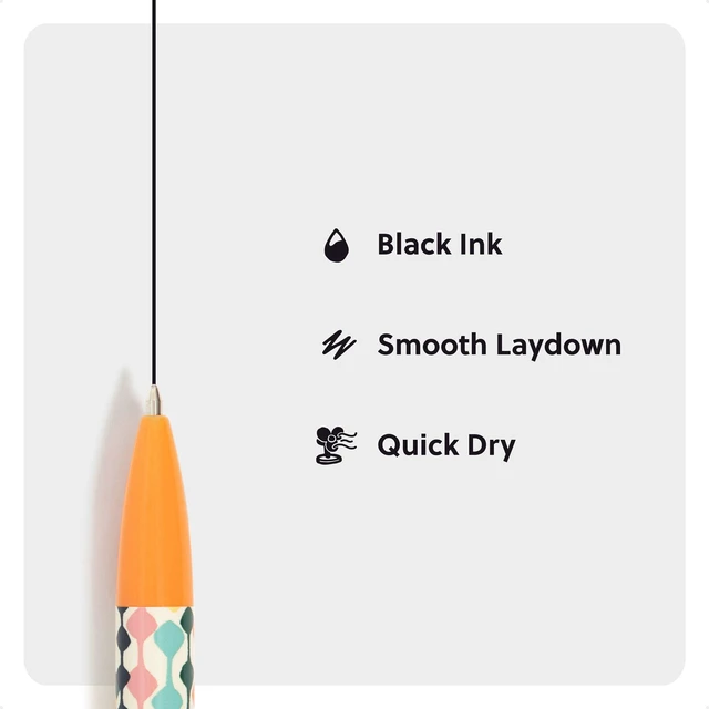 Alt view image 5 of 6 - U Brands Laguna Ballpoint Pens, Bold (1.0mm) Point, Black Ink, 6 Count, Colorful Cubist