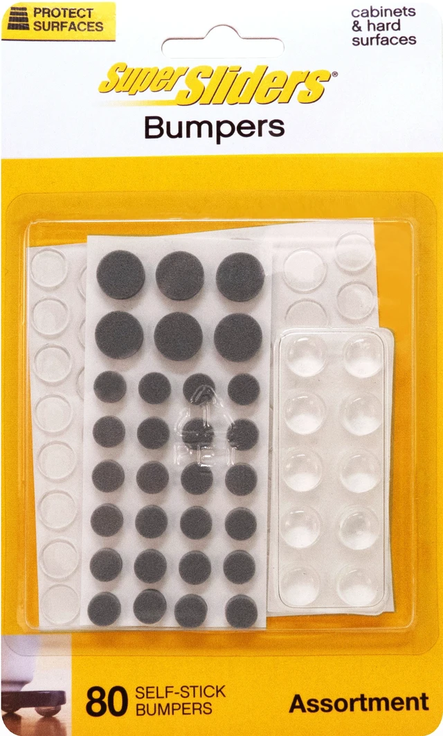 Alt view image 4 of 6 - Super Sliders Bumpers Value Pack 80 Assorted Clear & Foam Surface Protectors for Cabinets, Drawers, Decor & More