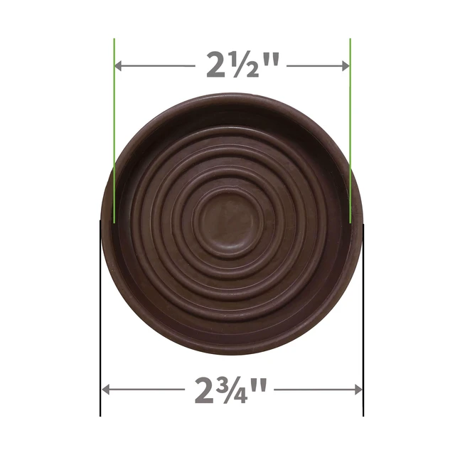 Alt view image 5 of 7 - Super Sliders 2-1/2Inch Rubber Caster Cups for Furniture Wheels, Prevents Sliding and Protects Floors, Brown, 4-Pack