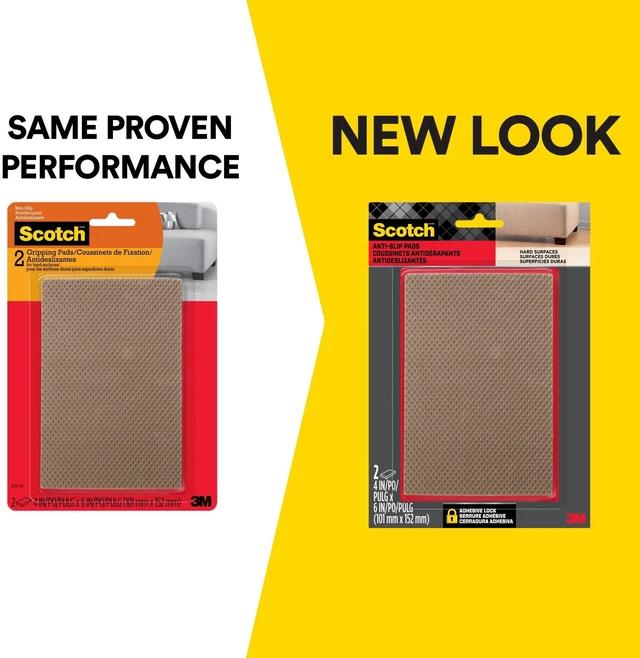 Alt view image 5 of 6 - Scotch Furniture Pads, Brown, 4in x 6in, 2 Rectangle Grippers, No Slip Floor Protection