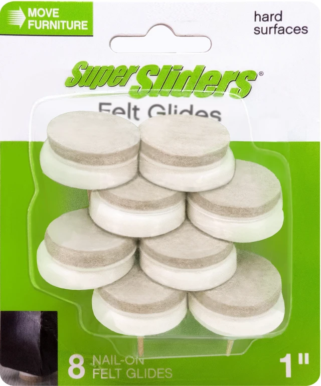 Alt view image 7 of 7 - Super Sliders 1-Inch Nail-On Felt Furniture Glides for Hardwood Floors, Beige, 8Pack