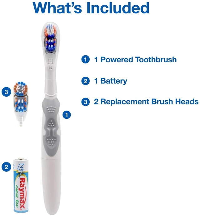 Alt view image 3 of 6 - Equate Motion Battery-Powered Toothbrush, 2 Brush Heads, 1 Handle
