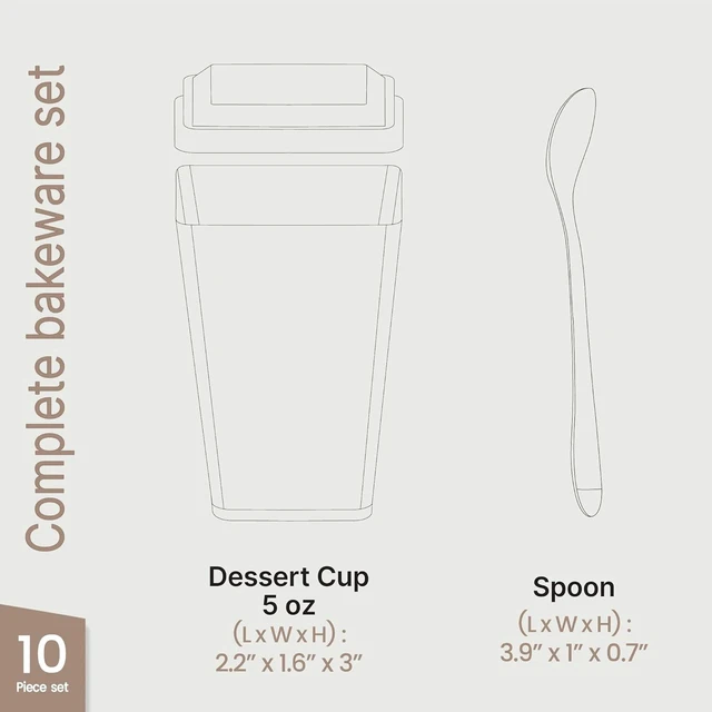 Alt view image 2 of 3 - Bakken Plastic Dessert Cups with Lids and Spoons, 10 Pack - Spill-Resistant, Heavy-Duty Parfait and Appetizer Cups for Parties, Catering and Events