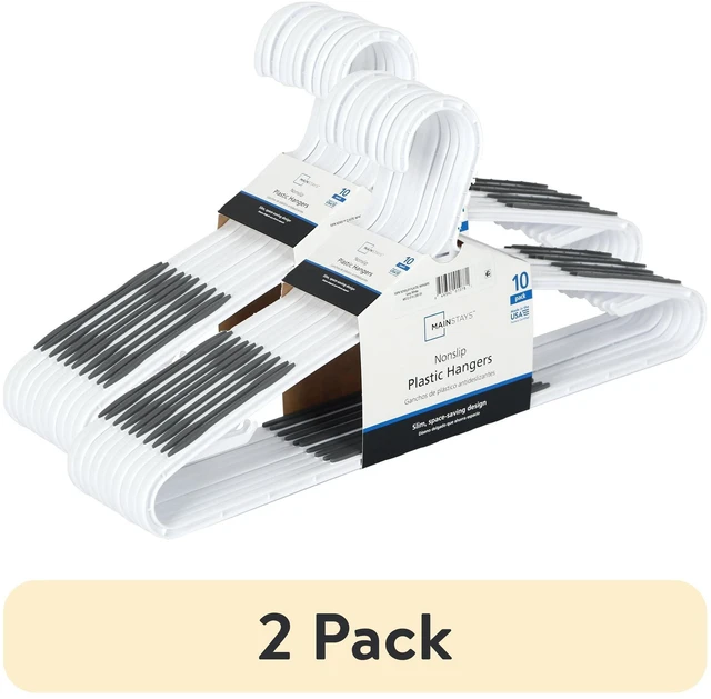 Main image of Mainstays Non-Slip Plastic Clothes Hangers, White, 2 Pack, 10 Pack