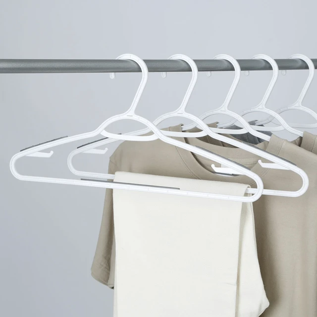 Alt view image 2 of 6 - Mainstays Non-Slip Plastic Clothes Hangers, White, 2 Pack, 10 Pack
