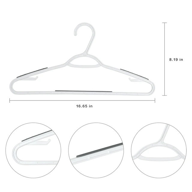 Alt view image 4 of 6 - Mainstays Non-Slip Plastic Clothes Hangers, White, 2 Pack, 10 Pack