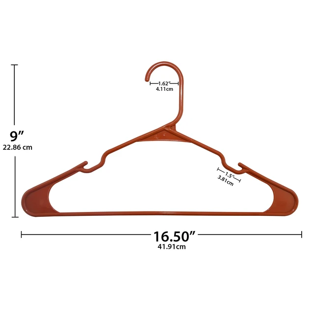 Alt view image 3 of 4 - Closetselect Plastic Notched Adult Hangers Texas Orange 50 Count