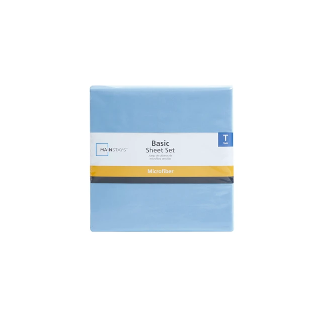Alt view image 5 of 6 - Mainstays Basic Value Microfiber Bed Sheet Set, Light Blue, Twin, 3-Piece