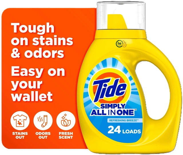 Main image of Tide Simply Liquid Laundry Detergent, 24 Loads, 32fl oz, Refreshing Breeze