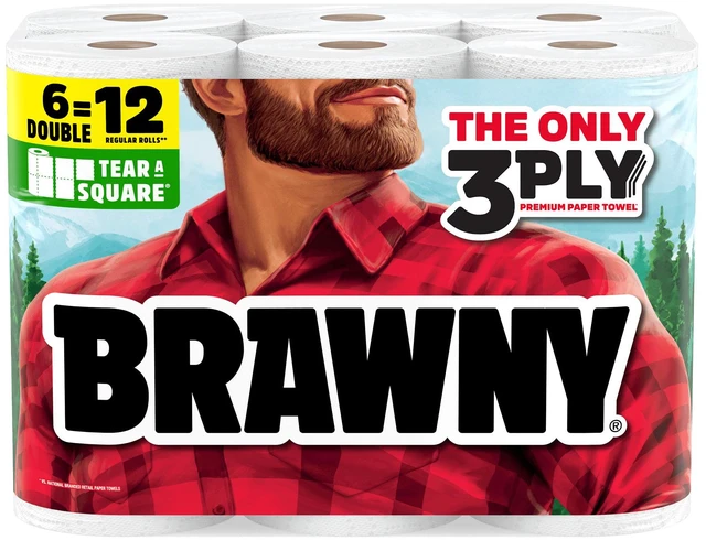 Alt view image 5 of 5 - Brawny Tear-A-Square 3-Ply Paper Towels, 6 Double Rolls, 76 Sheets per Roll