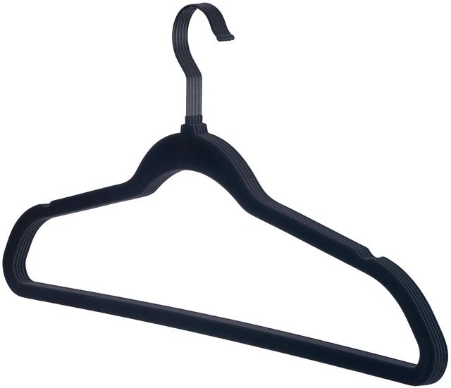 Main image of Non-Slip Velvet Adult Clothing Hangers, Better Homes & Gardens, 5-Pack, Black