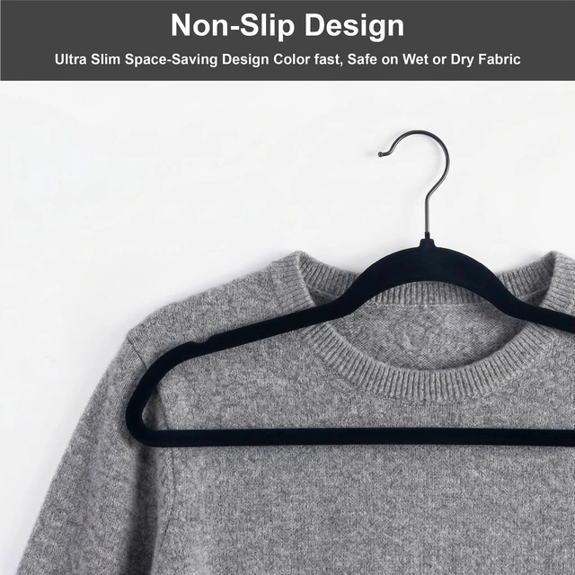 Alt view image 5 of 6 - Non-Slip Velvet Adult Clothing Hangers, Better Homes & Gardens, 5-Pack, Black