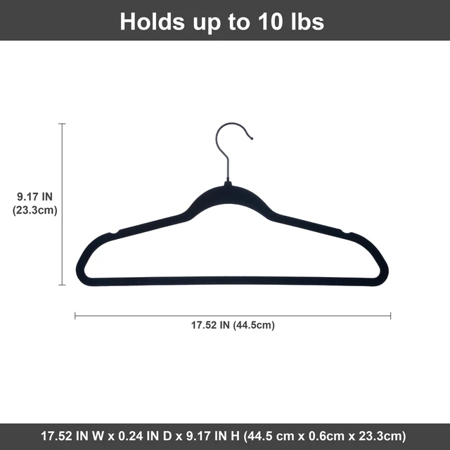 Alt view image 6 of 6 - Non-Slip Velvet Adult Clothing Hangers, Better Homes & Gardens, 5-Pack, Black